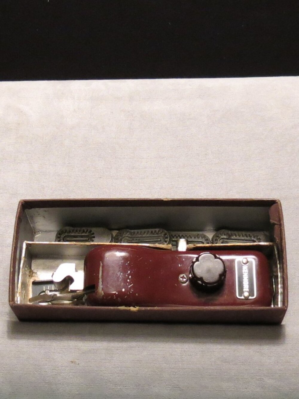 Kenmore Buttonholer Set In Original Velvet Box Burgundy Vintage